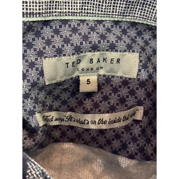 Ted Baker Men's Small Short Sleeve Button Down Blue Shirt Collar Cotton Preppy - Picture 6 of 8